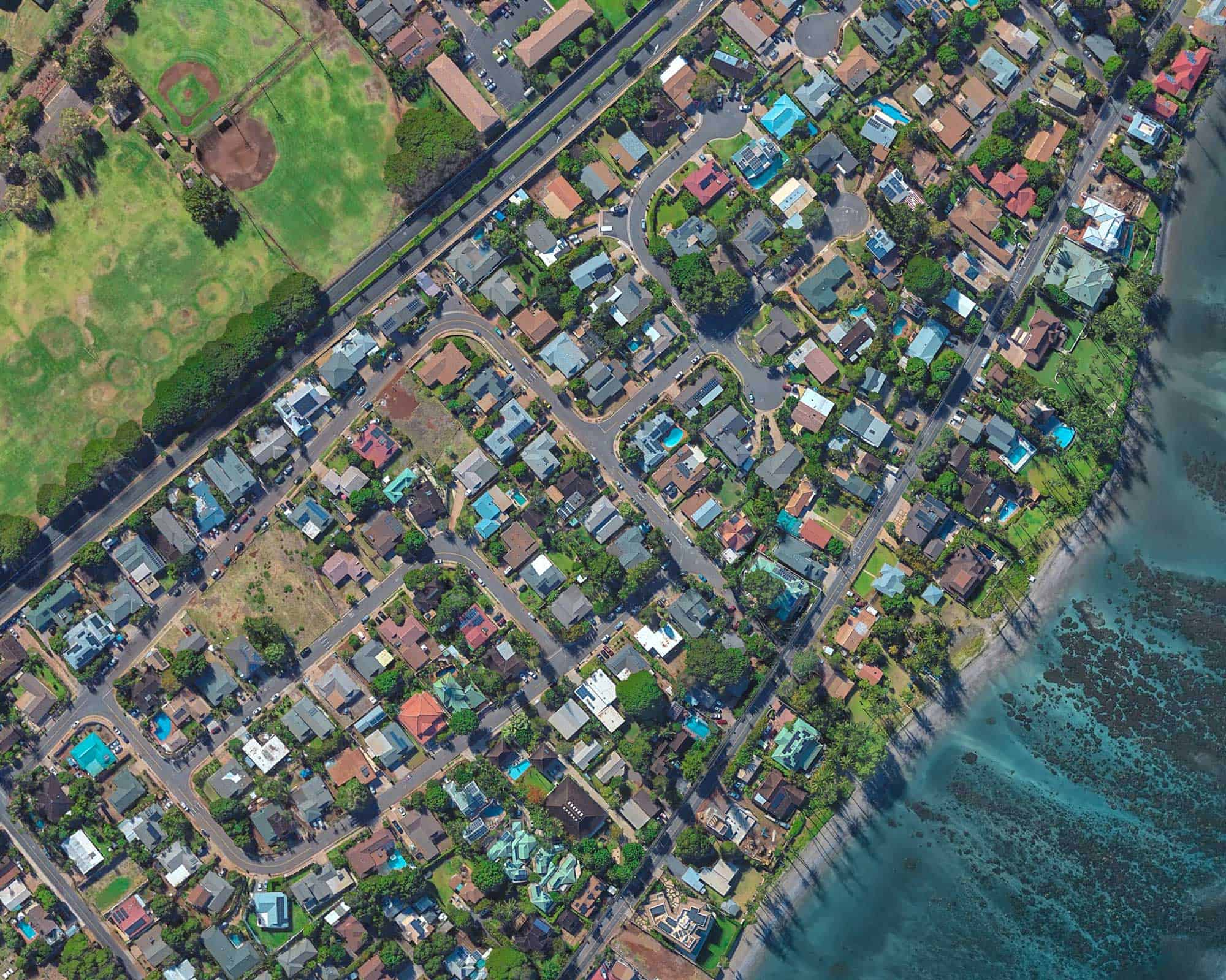 Aerial imagery of Lahaina Hawaii via MapSavvy